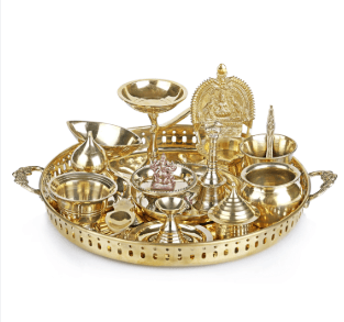 Brass Pooja Thali Set | Sambhavnath Steel, Ahmedabad