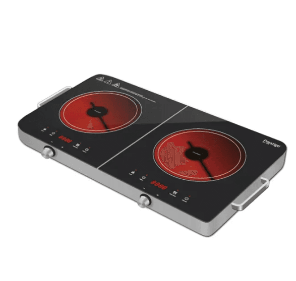 Prestige Double Infrared Cooker 2800W | Touch and Knob control Induction Cooker with Over Heat Protection | Induction cooker 2 burner | Sambhavnath Steel, Ahmedabad